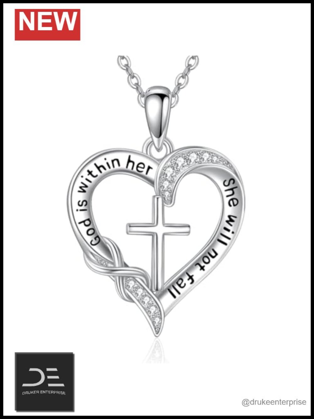 925 Sterling Silver Cross Pendant Necklace for Women - Inspirational Christian